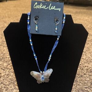 Cookie Lee Iridescent Butterfly Necklace Set